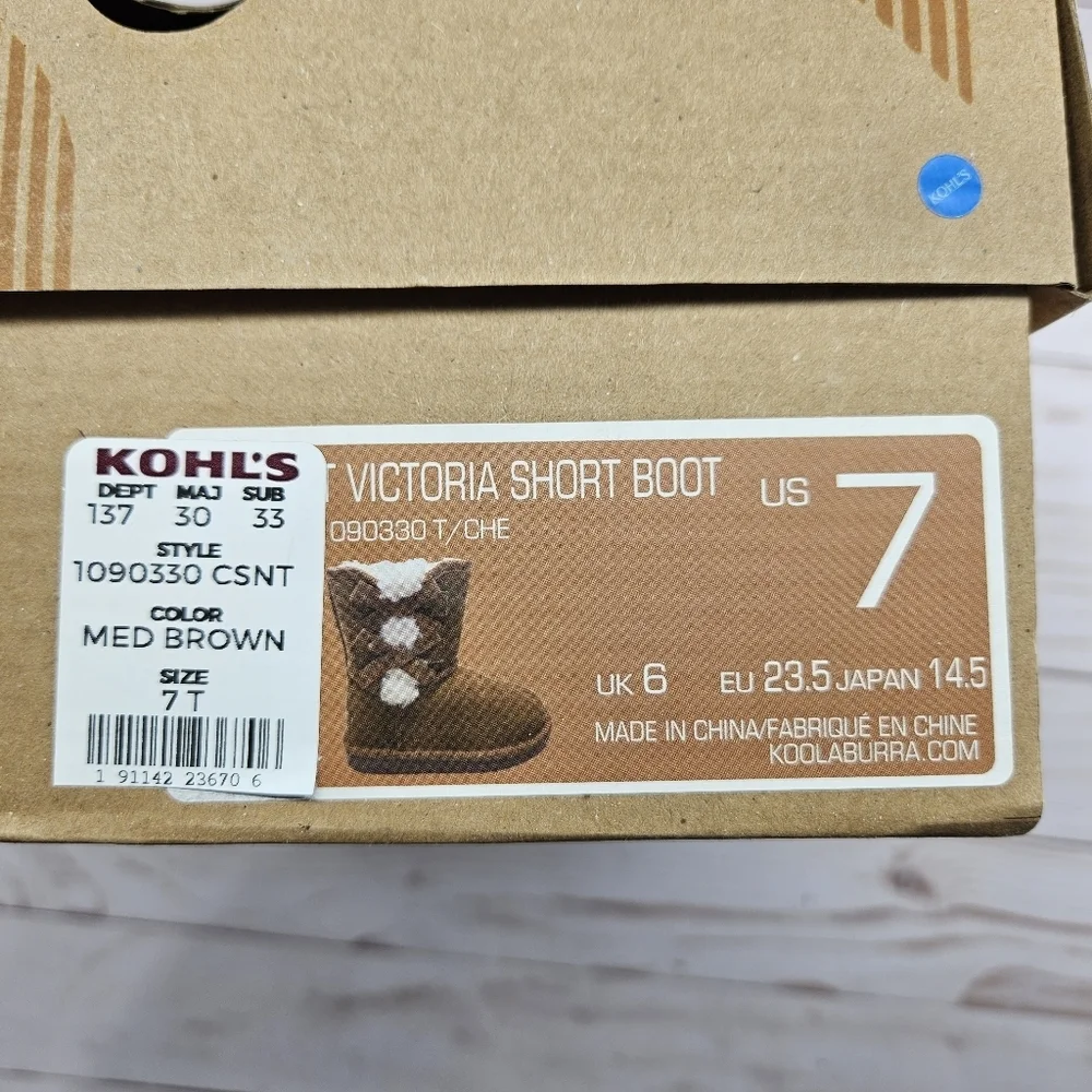 Koolaburra UGG Victoria Toddler Girls Size 7 Chestnut Suede Sheepskin Short Boot
